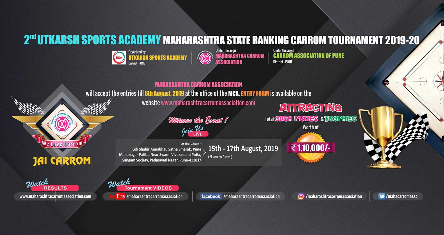 2nd Utkarsh Sports Academy Maharashtra State Ranking Carrom Tournament 2019-20